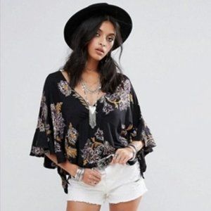 FREE PEOPLE Maui Wowie Side Tie Flutter Sleeve Top EUC sz XS